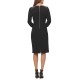  Faux-Leather Shoulder Dress (Black, Small)