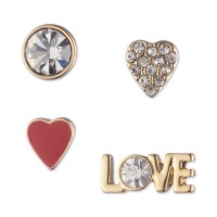 DKNY Gold-Tone 4-Pc. Set Crystal Love Mismatch Stud Earrings