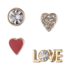 DKNY Gold-Tone 4-Pc. Set Crystal Love Mismatch Stud Earrings