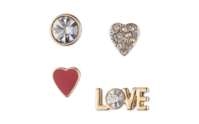  Gold-Tone 4-Pc. Set Crystal Love Mismatch Stud Earrings