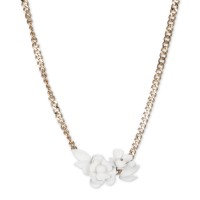 DKNY Gold-Tone White Floral Frontal Necklace, 16″ + 3″ extender