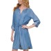  Jeans Chambray Shirtdress (Indigo, X-Large)