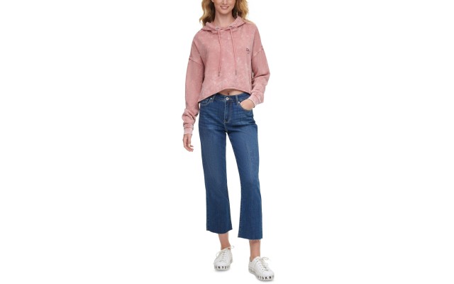  Jeans Juniors Acid Wash Hoodie Dusty (Pink, Small)