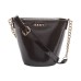  Kim Snake-Embossed Chain Leather Bucket Bag (Black/Gold, Small)