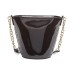  Kim Snake-Embossed Chain Leather Bucket Bag (Black/Gold, Small)