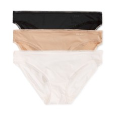 DKNY Litewear 3-Pk. Mesh-Trim Bikini (Black, White, Brown, Medium)