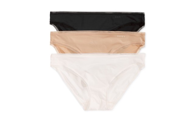  Litewear 3-Pk. Mesh-Trim Bikini (Black, White, Brown, Medium)