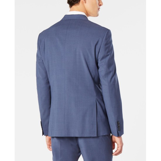  Men’s Modern-Fit Stretch Mini-Check Suit Jacket (Navy, 40 T)