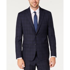 Dkny Men’s Modern-Fit Stretch Navy Windowpane Suit Separate Jacket