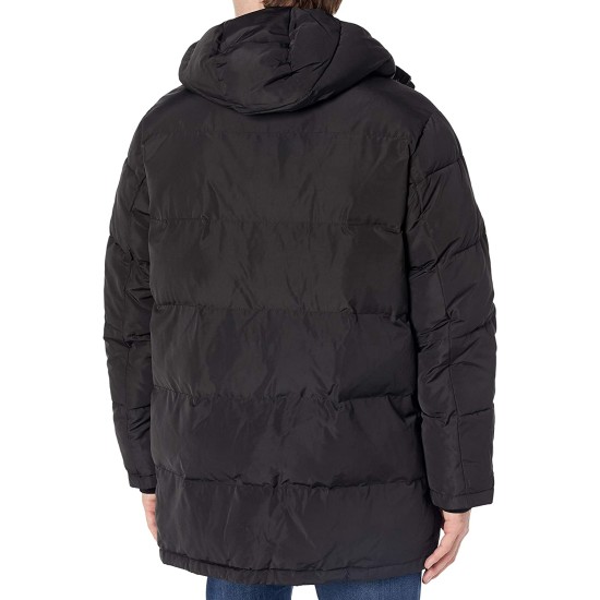  Men’s Patrick Quilted Water Resistant Hooded City Full Length Parka Jackets, Black, XX-Large