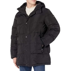 DKNY Men’s Patrick Quilted Water Resistant Hooded City Full Length Parka Jackets