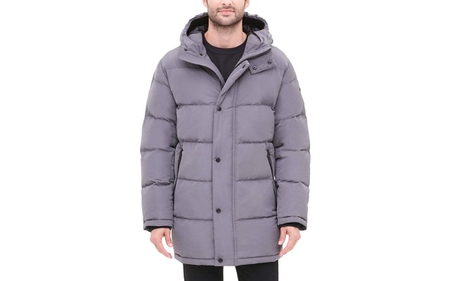  Men’s Patrick Quilted Water Resistant Hooded City Full Length Parka Jackets, Gray, X-Large