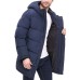  Men’s Patrick Quilted Water Resistant Hooded City Full Length Parka Jackets, Navy, Large