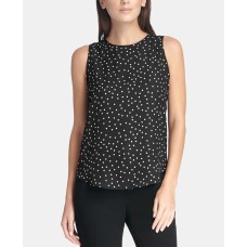 DKNY Polka Dot Sleeveless Tank Top (Charcoal, Large)