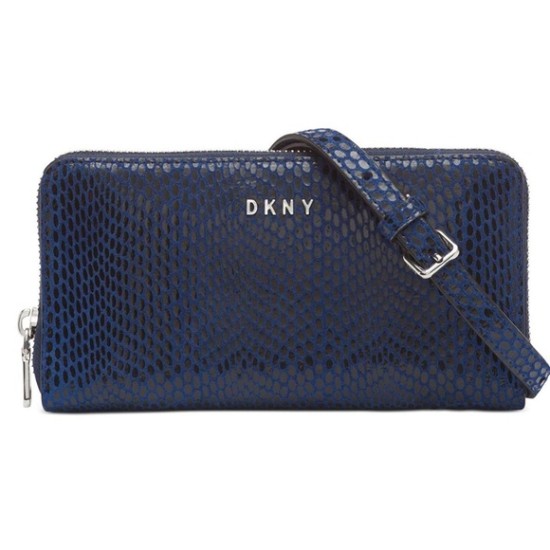 DKNY Sally Leather Wallet on a Chain, Royal Blue