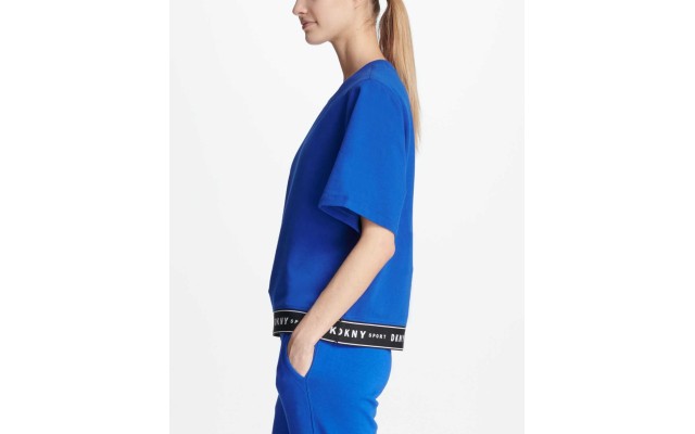  Sport Short-Sleeve Logo Sweatshirt (Blue, Large)