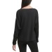 SPORTSWEAR Women’s Missy Long Sleeve Knit Top Off The Shoulder, Black, Medium