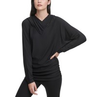 DKNY SPORTSWEAR Women’s Missy Long Sleeve Pull Over Hoodie (Black, Small)