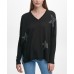  Star-Print Drop-Shoulder Sweater (Silver, Small)