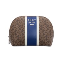 DKNY Whitney Logo Cosmetic Pouch, Brown/Blue