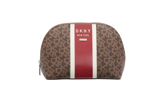  Whitney Logo Cosmetic Pouch, Brown/Red