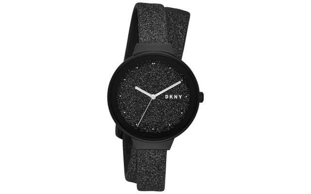  Women’s Astoria Black Glitter Leather Wrap Strap Watch 38mm