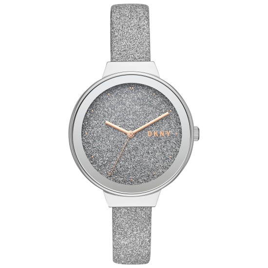  Women’s Astoria Silver Glitter Leather Strap Watch 38mm
