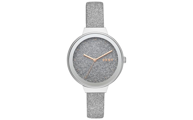  Women’s Astoria Silver Glitter Leather Strap Watch 38mm