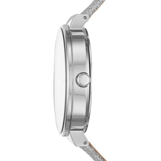  Women’s Astoria Silver Glitter Leather Strap Watch 38mm