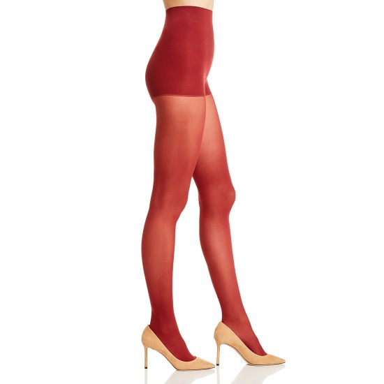  Women’s Comfort Luxe Semi Opaque Control Top Tights, Dark Red, Tall