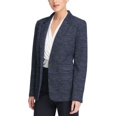 DKNY Women’s Knit One Button Blazer (Navy, 6)