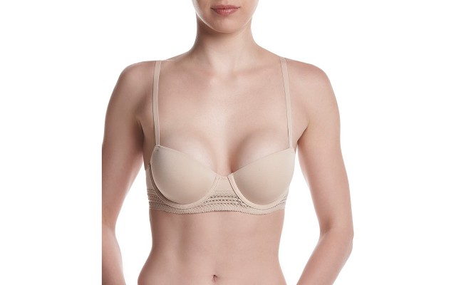  Women’s Lace-Trim Balconette Bra, Cashmere, 32 B