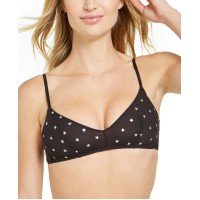 DKNY Women’s Lightweight Mesh Bralette, Wirefree, Black Stars, Medium