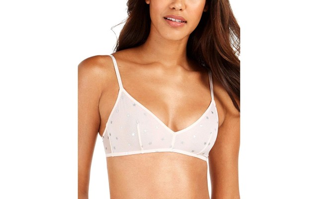  Women’s Lightweight Mesh Bralette, Wirefree, Blossom Foil Star, Medium
