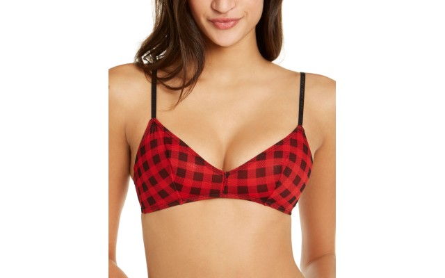  Women’s Lightweight Mesh Bralette, Wirefree, Ruby, Small