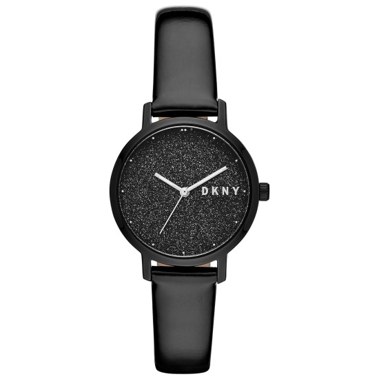  Women’s Modernist Patent Leather Strap Watch (Black)