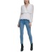  Women’s  Pleated V-Neck Wrap Blouse, White, Small