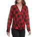  Women’s Printed Wrap Top (Red, Small)