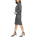  Women’s Six-button Plaid Blazer (Black-White, 6)