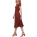  Women's Textured Midi V-Neck Knit Dress, Red, X-Large