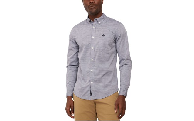  Men’s Alpha Icon Regular-Fit Supreme Flex Performance Stretch Poplin Shirt ( Blue- Medium)
