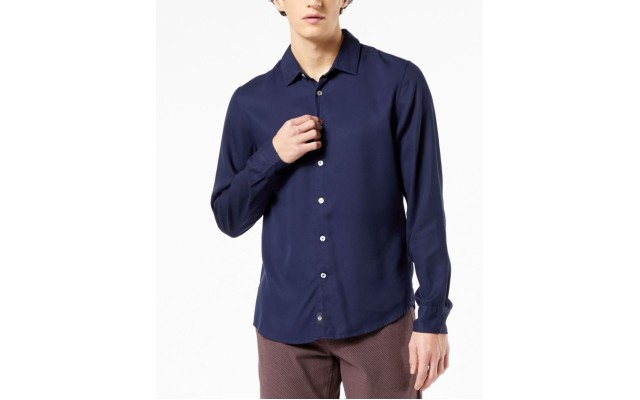  Men’s Alpha Regular-Fit Solid Shirt (Navy, XX-Large)