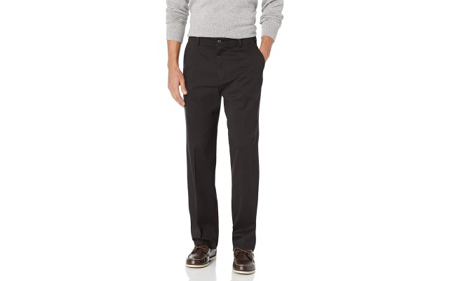  Men’s Classic Fit Easy Khaki Pants (Black, 32X32)