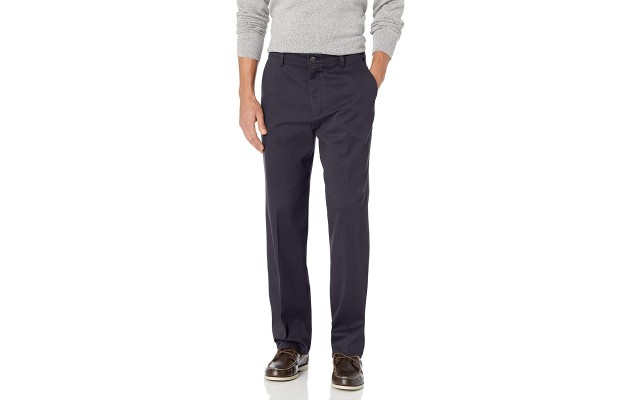  Men's Easy Classic Fit Khaki Stretch Pants,  Navy, 40X32