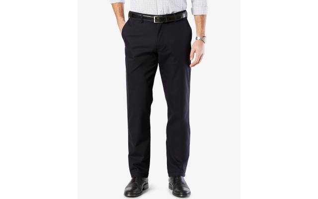  Mens’ Signature Lux Cotton Straight Fit Stretch Khaki Pants