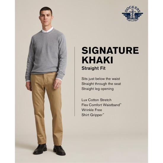  Mens’ Signature Lux Cotton Straight Fit Stretch Khaki Pants, 32X32