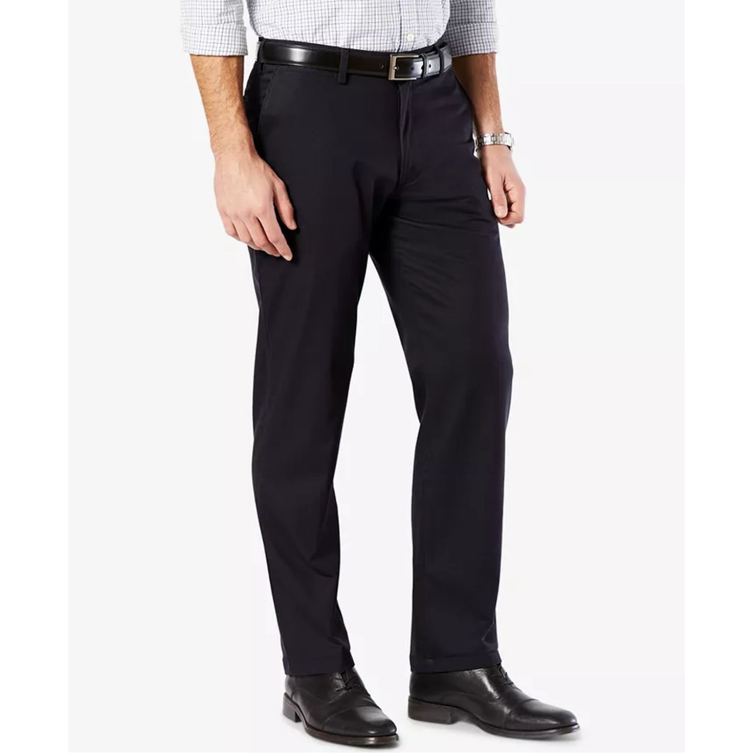 Dockers Mens’ Signature Lux Cotton Straight Fit Stretch Khaki Pants