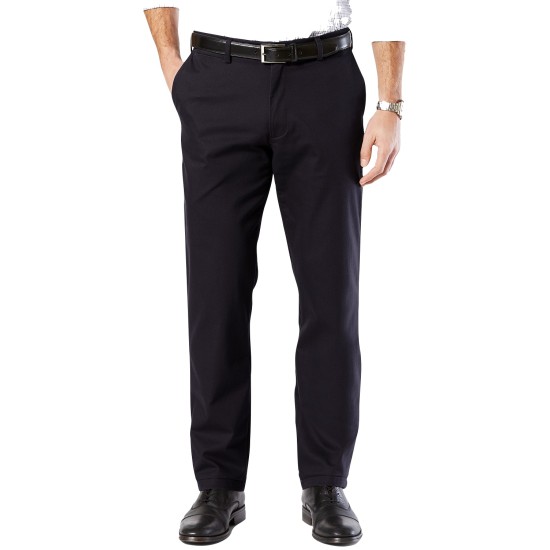  Mens’ Signature Lux Cotton Straight Fit Stretch Khaki Pants, Navy, 34X30