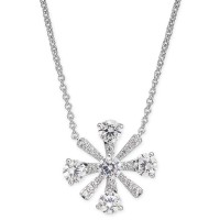 Eliot Danori Crystal Flower Pendant Necklace (Silver)