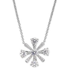 Eliot Danori Crystal Flower Pendant Necklace (Silver)